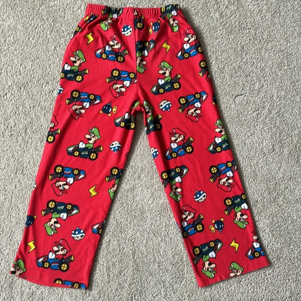 Mario & Luigi Pajama Bottoms Boys Size 6 Flannel PJ Wide Leg Bottoms